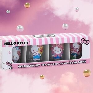 🆕️ Hello Kitty, Set of 4 Mini 1.5oz Floral Shot Glasses